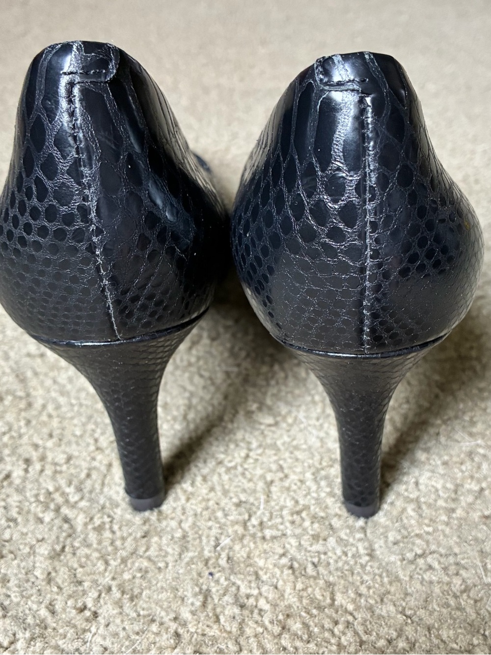 Rockport Black Leather High Heels Snakeskin Pointed-Toe Pumps Shoes Size 6.5 - Picture 5 of 13